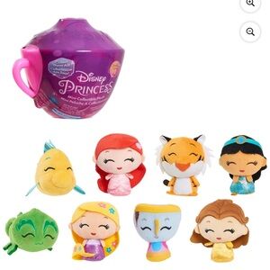 6 PK Disney Princess Mini Plush Collection - Pink, Yellow, Blue